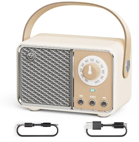 Upgraded Retro Bluetooth Speaker,Vintage Radio with Old Fashioned Classic Style, Bluetooth 5.1 Wireless Connection, Support TF Card, U Disk and AUX Audio Input (Beige)