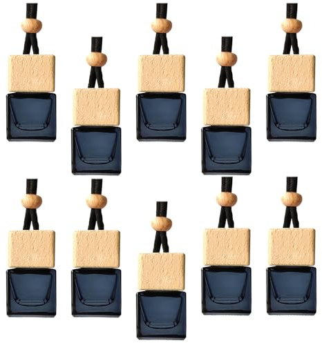 10 Stück schwarzes Glas Auto Lufterfrischer Diffusor,leeres Auto ätherisches Öl Duft Parfüm Flaschen hängende Auto Ornamente Dekor