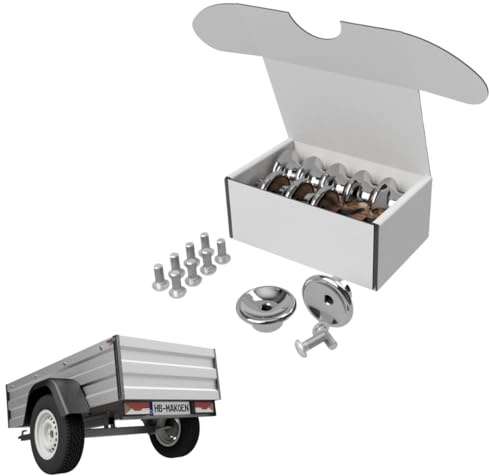 Spannringset 10x Edelstahl Planenhaken Planenknöpfe Rundknöpfe für Anhänger rostfrei mit Schrauben (Flachkopf M5x12)