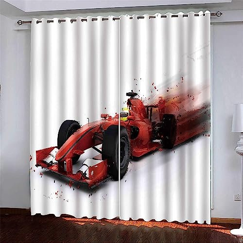 Blickdicht Blackout Vorhang Mit Ösen Schalldämmend Gardinen Polyester 3D Bedruckt Roter Sportwagen Rennwagen Für Wohnzimmer Schlafzimmer Kinder Oder Babyzimmer - Verdunkelungsvorhänge-5W7D3Z7X4V8