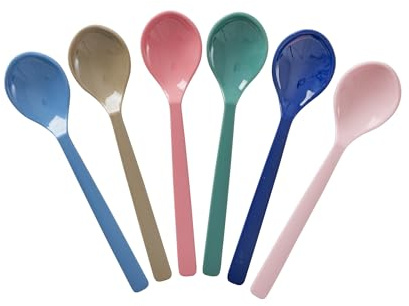 RICE Melamin Teelöffel Teaspoons - A New York Minute Farben -6 Stück mehrfarbig