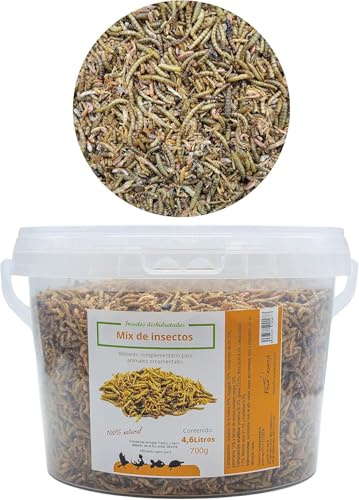 Insectos deshidratados | Mix de gammarus, Gusanos de la harina y camarones de río | Disponible en Bote de 100 g, 200 g y 600 g (Ref. XMI) (100, Gramos)