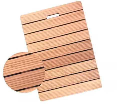 QWEASDF Holzmatte outdoorholzmatte Bad,holzmatte badezimmerholzmatte Balkon, rutschfeste Duschmatte für Badewanne, Dusche, Sauna, Indoor & Outdoor, Zypresse aus massivem Holz(E,W60xL90cm/W24xL36in)