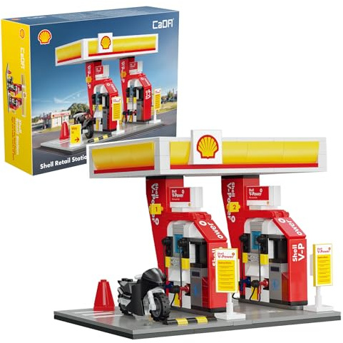 CaDA Bensinstation Shell Mini-Set Konstruktion-305 st/+8-med LED-lampor (927DE66028)