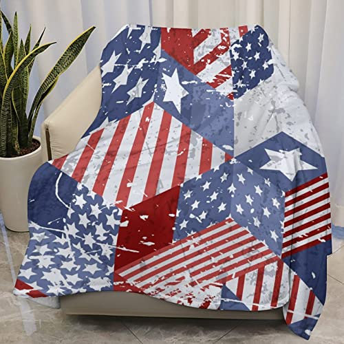Kuscheldecke Usa-Flaggenmuster Fleece Decke Weiches Wohndecke Unisex Sofadecke Für Drinnen Wohnzimmer Bank 125x150cm