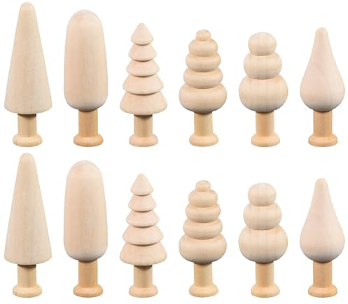 12 Piezas Sin Terminar Mini Árbol, Árboles En Miniatura De Madera Sin Terminar, Mini Setas De Madera, Figuras De Madera Para Pintar, Diy, Sin Pintar, Madera, Para Decoración, Colgante