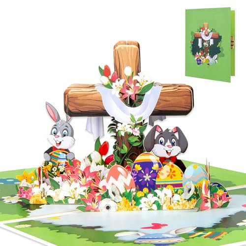 Pop-Up Osterkarten Ostern Hase, 3D Pop Karte Frohe Ostern mit Umschlag, Osterdeko Postkarte, Osterhase Ostergrußkarte, Ostern Grußkarte, Ostern Karten Geschenk für Ehefrau Mama Kinder