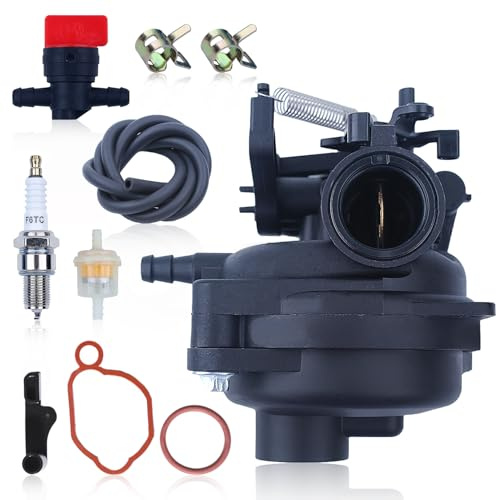 AUMEL 799584 Carburateur Kit pour Briggs & Stratton 550EX 625EX 675EX 09P702 104M02 104M05 Moteur avec Bougies d'allumage Valve universelle Filtre à carburant Colliers de serrage Tuyau
