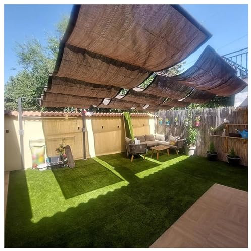 Custom Retractable Pergola Markise, Outdoor Shade Cover, Sliding Wire Shade Kit, Belüftetes Baldachin für Dach (1,1 x 6 m Breite x 19,6 m Länge) - Perfekt für Terrassen und Gärten