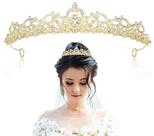 YALiya Königin Krone Hochzeit Tiara, Prinzessin Krone,Strasskrone für Damen, Braut Kristall Tiara, Elegante Krone für Hochzeit für Geburtstags Hochzeit Abschlussball Frauen Mädchen