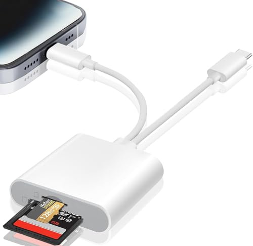 Lecteur de Carte SD pour iPhone, Lightning USB C Adaptateur Carte SD pour Micro SD/SD, Lecteurs de Carte Mémoire USB C, Lecteurs Carte Mémoire pour iPhone/iPad/MacBook/Caméra, Plug and Play