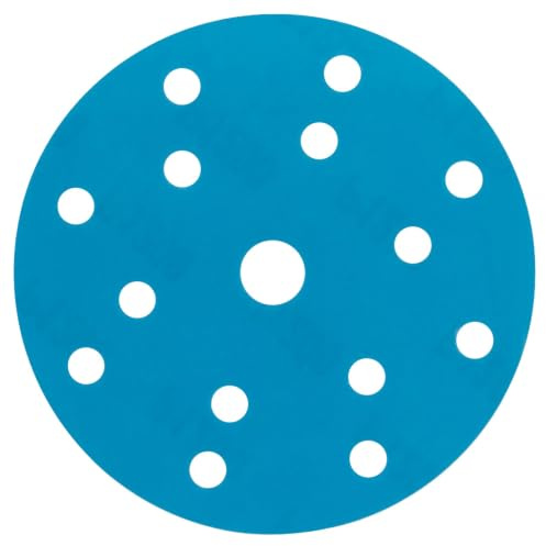FASTPLUS 50 Disques Abrasifs 150mm 15 Trous G800-2000 Film Bleu Céramique | Pour Ponçage à Sec ou Humide, Support Autoagrippant Stable, Idéal Sur Bois, Métal, Peinture et Surfaces Apprêtées