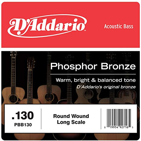 D'Addario PBB130 .130 Einzelsaite aus Phosphorbronze für akustische Bassgitarren mit langer Mensur
