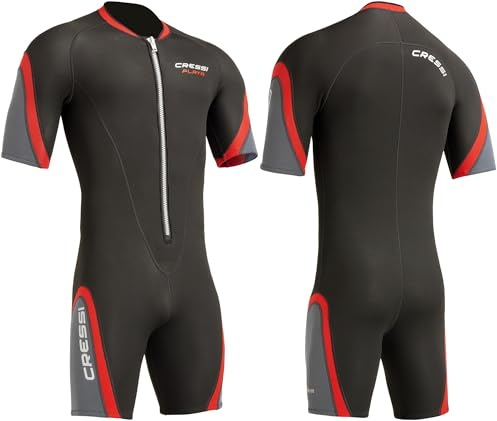 Cressi Playa Man Shorty Wetsuit – Kurzer Neoprenanzug 2.5mm aus Hochelastischem für Herren, Schwarz/Rot, XL