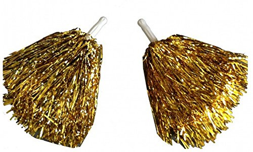 1 Paar Cheerleader Pom Poms Tanzwedel Puschel Tanzpuschel Wedel Pompoms in gold NEU