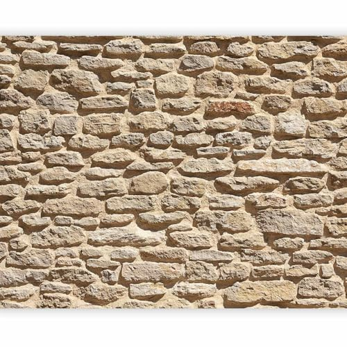 Fototapete - Tapete Steinoptik 200x154 cm - Foto Tapete Schlafzimmer Wohnzimmer Moderne Vliestapete XXL Wandtapete Motivtapeten Bildtapete 3d Effekt Wand Dekoration - Steinwand Mauer 3D Effekt beige