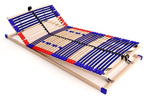 Stabiler Lattenrost 100% BUCHE - Kopf- und Fußteil verstellbar - SCHULTERFRÄSUNG, 7 Zonen, 42 Federleisten, Härteregulierung, Mittelgurt - Vario Plus Sleep Best 42® unmontiert (100x200cm)