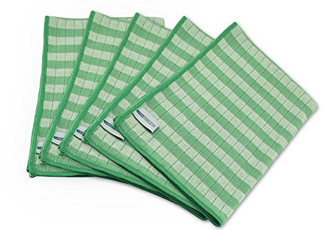 Turboprodukte, strofinacci in bambù, asciugamani estremamente assorbenti e molto morbidi. Universali, per la casa e l'ufficio., verde-bianco, 5