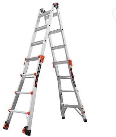 Little Giant Ladder Systems, Speed with Wheels, M17, 17 ft, Multi-Position Ladder, Ratchet™ Leg Levelers, Aluminum, Type 1A, 300 lb Weight Rating, (15417-801)