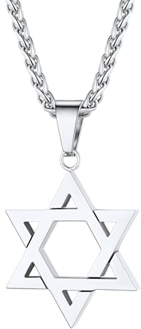 U7 Star of David Bat Necklace Pendant Chains for Men Boys Jewish Gifts Stainless Steel Megan Necklace