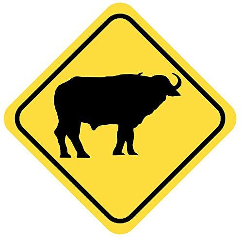 Samunshi® Büffel Warnschild Warndreieck Aufkleber Achtung Vorsicht Tier - 40x40cm mehrfarbig