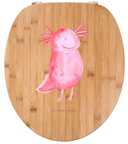 Mr. & Mrs. Panda Motiv WC Sitz Axolotl Glücklich - Geschenk, Klobrille, Molch, gute Laune, Toilettendeckel, Lurch, Klodeckel, lebensfroh, Toilette,