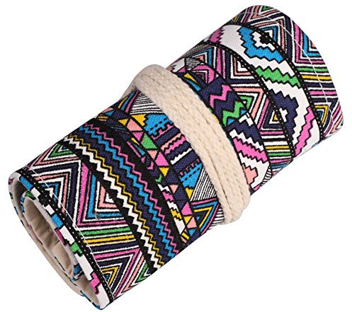 ITODA Schlampermäppchen Stifterolle 36 Stifte Rollmäppchen Federmäppchen Mit Gummizug Stiftehalter Griffelmappe für Teenager Künstler Stifteetui Bleistiftkasten Stiftemäppchen für Mädchen Jungen