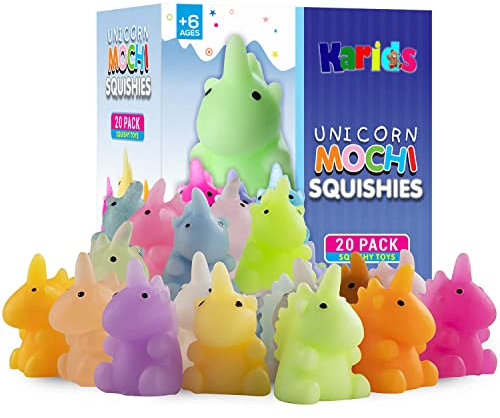 Karids 20er-Pack mehrfarbige Mochi-Einhorn-Squishy - einzeln verpackt für Partybeutel-Mitgebsel Kindergeburtstag Gastgeschenke