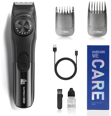 SUPRENT Adjustable Beard Trimmer for Men, Cordless Electric Beard Trimmer with Precision Dial, USB Rechargeable 19 Length Settings Mustache Trimmer for Mens Gifts