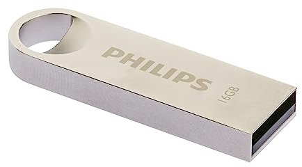 Philips Memoria USB de 16 GB USB 2.0 Flash Drive Moon Edition para PC, Ordenador portátil, Lectura de hasta 20 MB/s, Anillo de Llavero de Metal sin Tapa