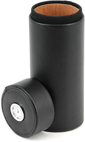 BigSmoke Zigarrenetui Tube aus Leder mit Zedernholz Furnier inklusive Hygrometer und Befeuchter