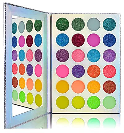 Kalolary Neon Luminous Eyeshadow Palette, 24-farbige hochpigmentierte Lidschatten-Make-up-Palette, UV Glow Blacklight Matte und Glitter Makeup Kit für Damen Make-up