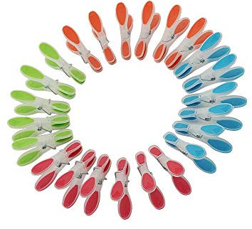 Maishijie 24 Stück Wäscheklammern Stabile rutschfeste Kunststoff Wäscheklammern zum Trocknen an der Luft (6 grün, 6 rot, 6 blau, 6 orange)