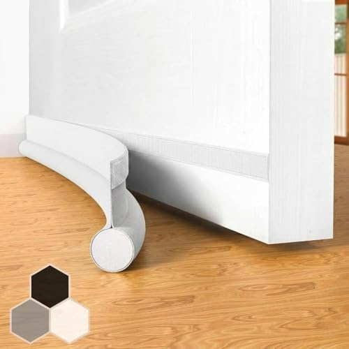 Door Draft Stopper Bottom One Sided Door Draft Blockers，37 Cutable Under Door Draft Blocker Insulator Door Sweep Weather Stripping Soundproof，Fits for Interior／Exterior Doors，1 Pack,White