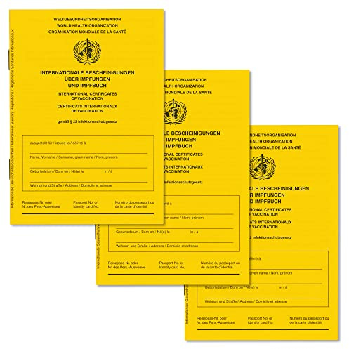 3x Impfbuch Impfpass Impfausweis - internationale Bescheinigung über Impfungen für Babys, Kinder, Jugendliche, Erwachsene mit extra Covid-19 Seite - Ausgabe 2021