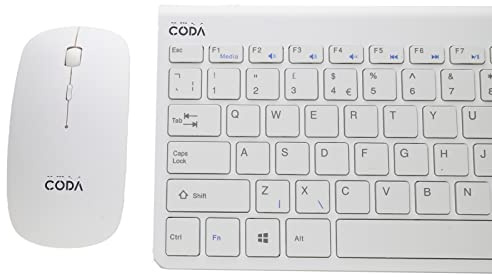 kenable CODA Wireless Mouse & Tastiera Compatto per Android PC Laptop Mac Bianco