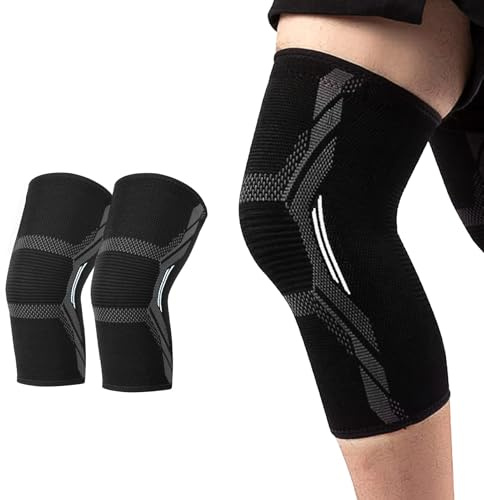 MILAIUN Kniebandage für Männer/Damen 2er set, Knee Support zur Linderung Arthrose, Kompression Kniestütze für Meniskus, Knieschiene für Meniskus, Sport, Laufen(L, Schwarz)