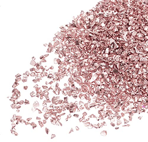 sourcing map 20g Crushed Glass Chips 1-3mm unregelmäßig metallisch Glitzerglas Rosa