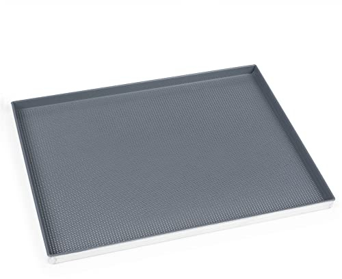 Plaque à four 40 x 30 en aluminium perforé antiadhésive revêtement Elasfood pour pain et gâteaux bord 2 cm | Silicon Tech