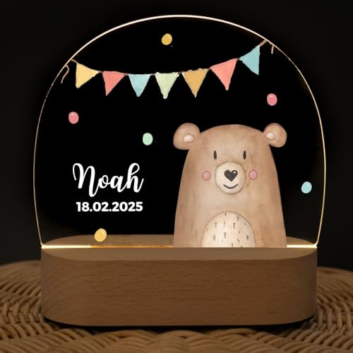 wunderwunsch - Personalisiertes Nachtlicht für Babys - Individuelle Nachttischlampe für Kinder - Personalisierte Geschenke Kinder - Babygeschenk - Geschenk zur Geburt