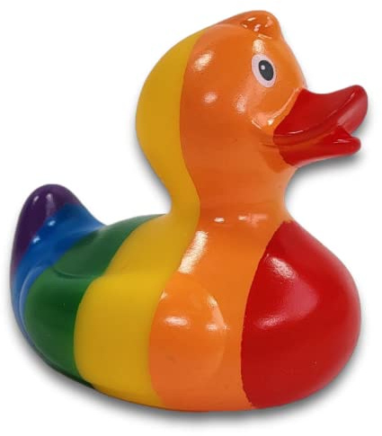 BUSDUGA 4097 Canard de bain – Arc-en-ciel – Jouet de bain couineur 10 x 10 x 8,5 cm