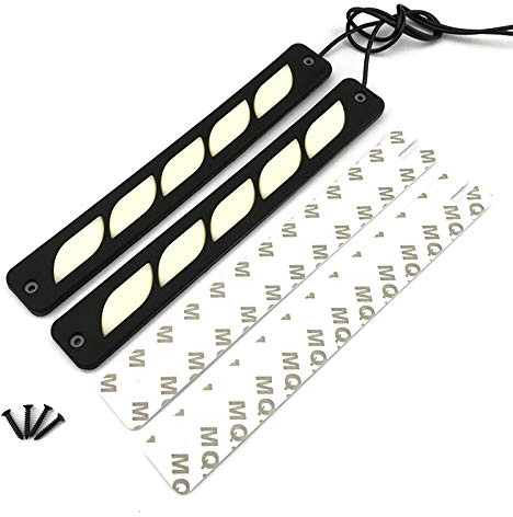Riloer 1 paire de feux de jour universels de voiture 12 V, haute luminosité étanche antichoc DRL feux de brouillard feux de stationnement feux de plaque d'immatriculation bandes LED