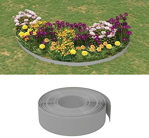 ZEYUAN Rasenkanten 5 STK. Grau 10 m 15 cm Polyethylen, Beetumrandung, Rasen Rakel, Rasenabgrenzung, Lawn Egde, Rasenkantenband