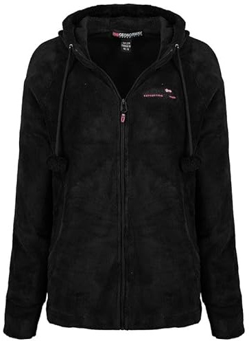 Geographical Norway Tilda Lady - Fleecejacke Damen Frauen Warm Schließen Zip - Jacke Fleece Herbst Winter Frühling Warm Frauen - Long Sleeve Pullover Weich Komfort Outdoor (Schwarz S)