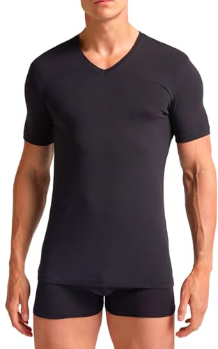 Liabel 2pz Maglia Termica Intima Uomo Caldo Cotone Manica Corta Scollo a V | Thermocotton Felpato, Manica Corta, Confezione da 2, Maglietta Intimo Invernale, T Shirt Sottogiacca, OEKO-TEX