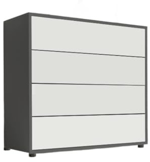 BMG Möbel Schubkastenkommode Mailand 3 Anrichte Sideboard für Schlafzimmer, Wohnzimmer und Garderobe, (Anthrazit/Weiß)