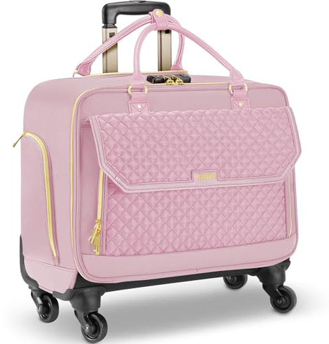 Arcoyard Laptoptasche mit Rollen, Aktentasche für Damen und Herren, mit 4 Spinner-Rädern und Griff, Roll-Computertasche für Arbeit, Reisen, Handgepäck, TSA-freundliches Design, Rosa, Pink, Rollbare