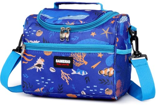 SAMERIO Loncheras Para Ninos Bolsa Térmica Pequeño Porta Alimentos 7L Hermética Plegable Nevera para Mujer Niñas para Escuela Oficina Playa Viaje Camping (Océano)
