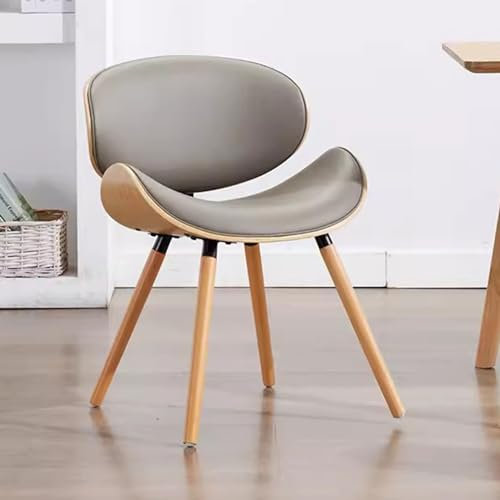 Leder-Esszimmerstühle, gepolsterter Stuhl aus massivem Holz aus der Mitte des Jahrhunderts, Make-up-Stuhl, Schalenstuhl mit Lederpolstersitz, moderne Wohnzimmerstühle, armlose Stühle ( Color : Grey/B
