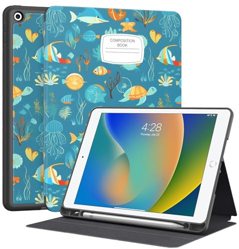 Supveco Schutzhülle für iPad 9. / 8. / 7. Generation 25,9 cm (10,2 Zoll) (Modell 2021/2020/2019) mit Stifthalter, Premium-Folio-Schutzhülle mit automatischer Wake/Sleep-Funktion, weiche TPU-Rückseite